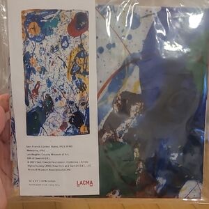 Abstract Scarf with Blue and Yellow Accents